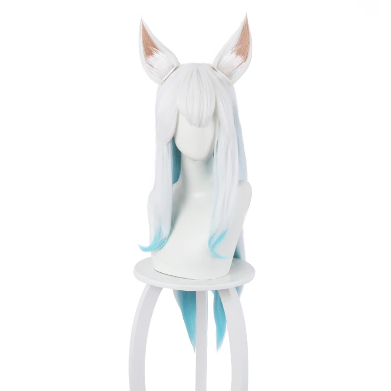 

Game LoL Ahri Cosplay Wigs Spirit Blossom Blue Mixed White Long Straight Heat Resistant Synthetic Hair Wig