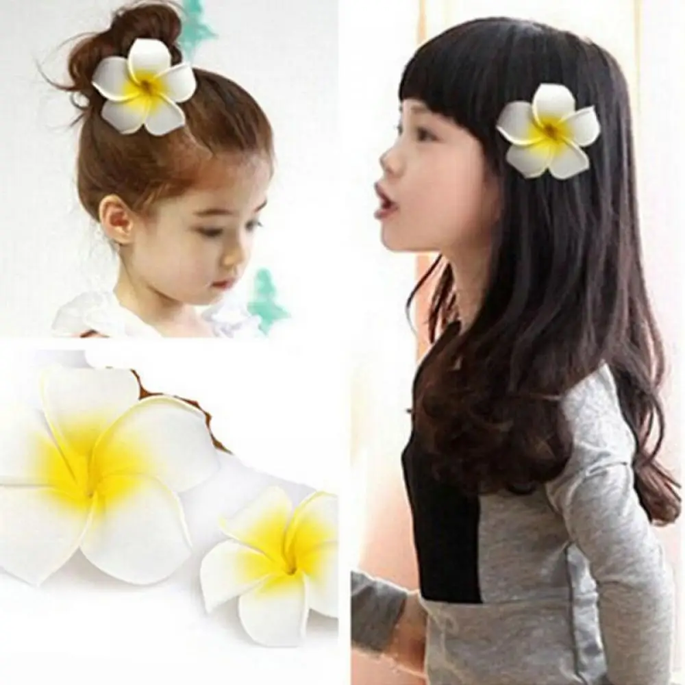

2Pc Fashion Lovely Lady Hawaii Flower Corsages Brooch Pin Clip Seaside Wedding Bridal Hair Jewelry Simulation Frangipani Hairpin