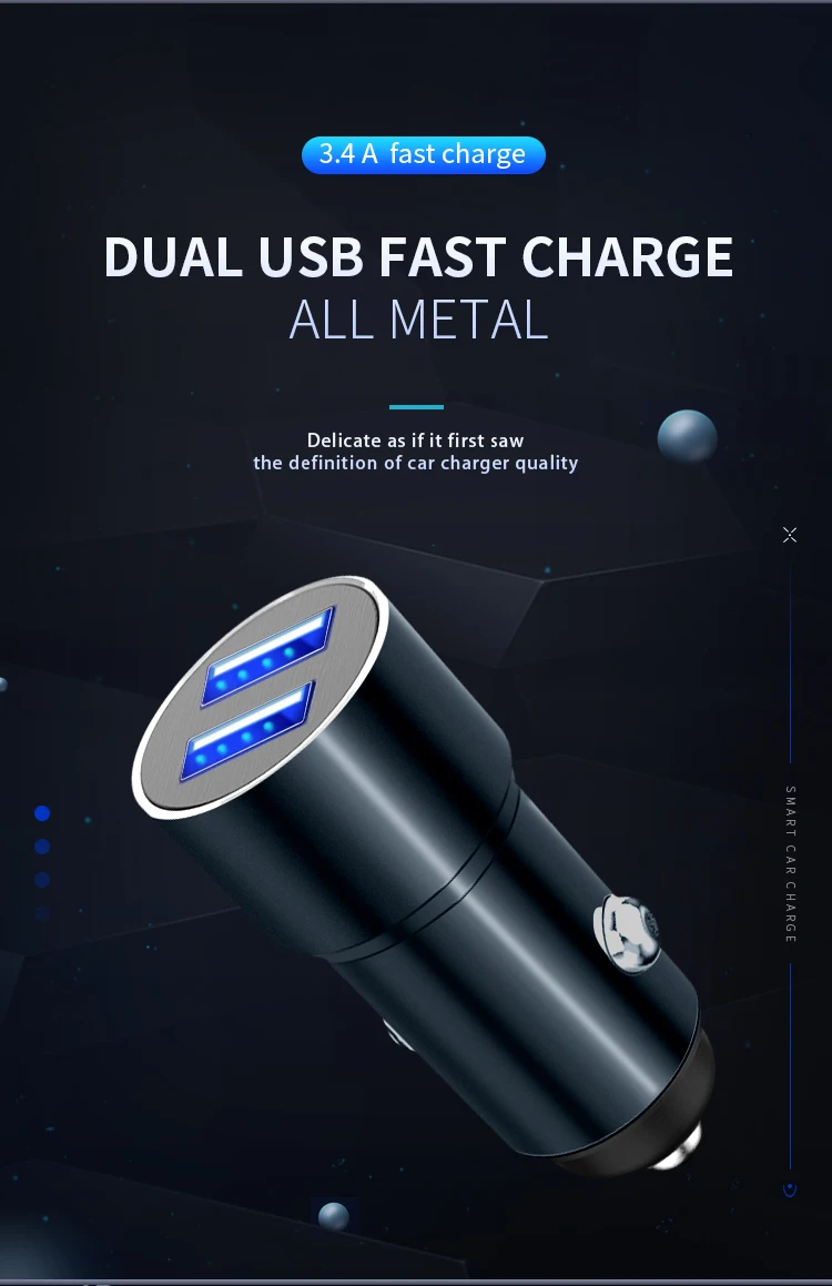Coofun Quick Charge Dual USB Автомобильное зарядное устройство для Xiaomi Mi huawei Pro 3.4A USB быстрое автомобильное зарядное устройство для iPhone samsung Tablet