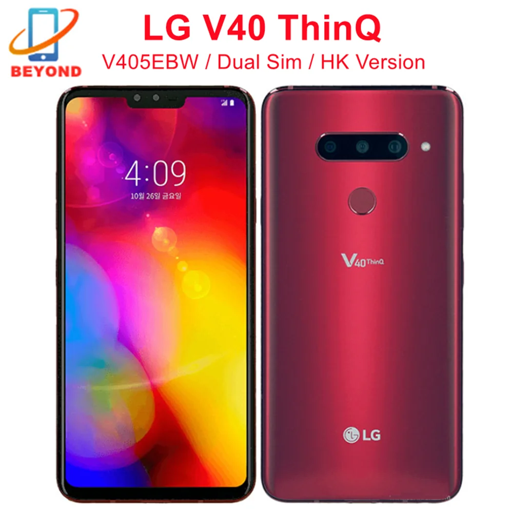 LG V40 ThinQ V405EBW Original Smart Phone 6.4" 6 GB RAM 128 ROM Octa Core NFC Snapdragon Unlocked Dual Sim Cellphone apple refurbished iphone