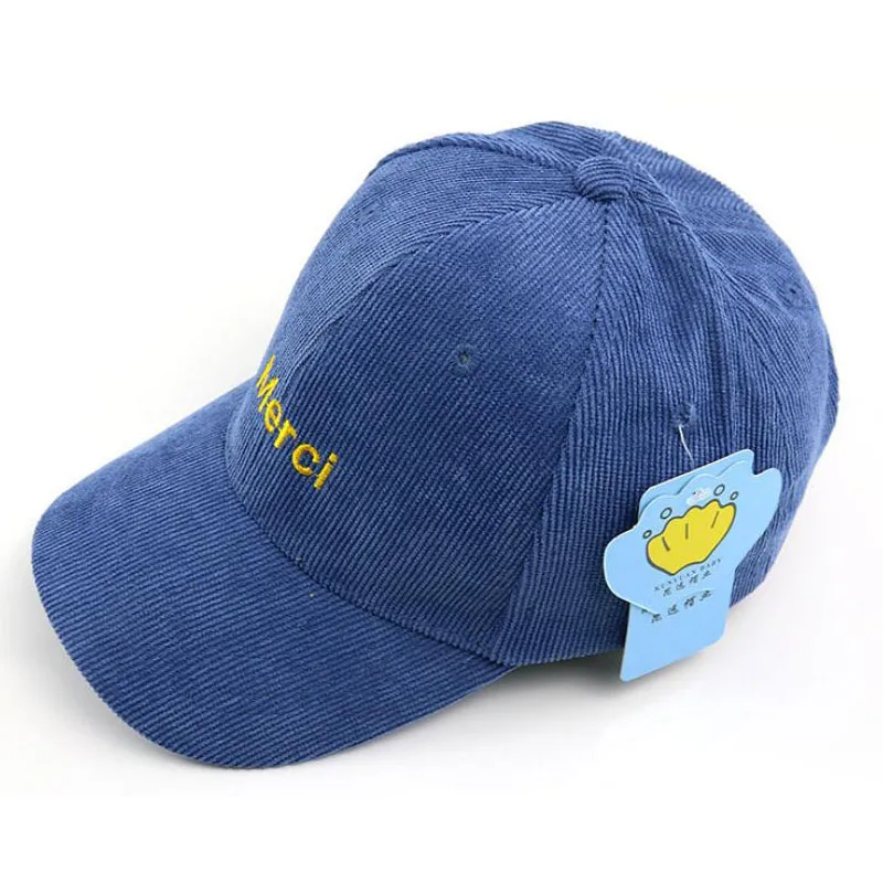 merci blue Doitbest от 2 до 8 лет, зимняя детская бейсболка в стиле хип-хоп, осенняя Вельветовая вышивка, Детские солнечные шляпы для мальчиков и девочек, бейсболка с колпаком - Цвет: merci blue