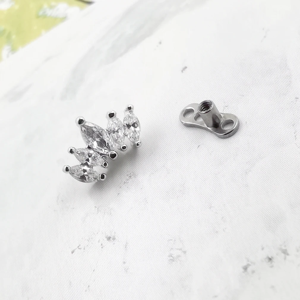 Dermal Piercings G23 Titanium Dermal Anchor Crystal Top Piercings