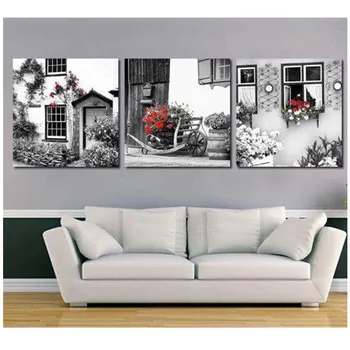 

Diy diamond painting Cross stitch Window flower landscape 3pcs Handcraft 5d cube drill Diamond Embroidery black white artZP-2725