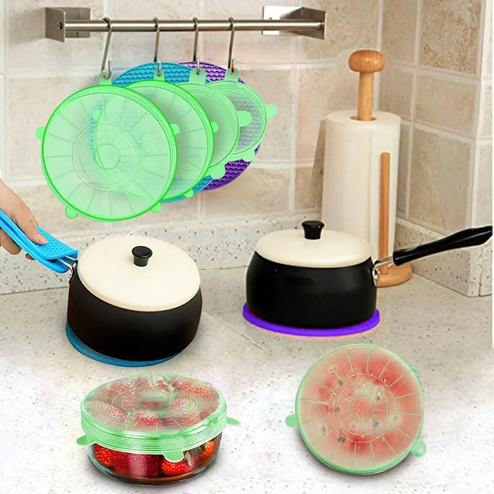 Lfgb Manufacturers 6 Pieces Lid for Airtight Container Multi-functional Lids bao xian wan gai Fruit& Vegetable Plastic Wrap