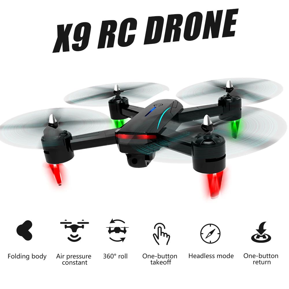 X9 2,4G RC Дрон с режимом удержания высоты Безголовый складной Квадрокоптер 20 минут время полета подарок на день рождения для мальчика начинающих обучение