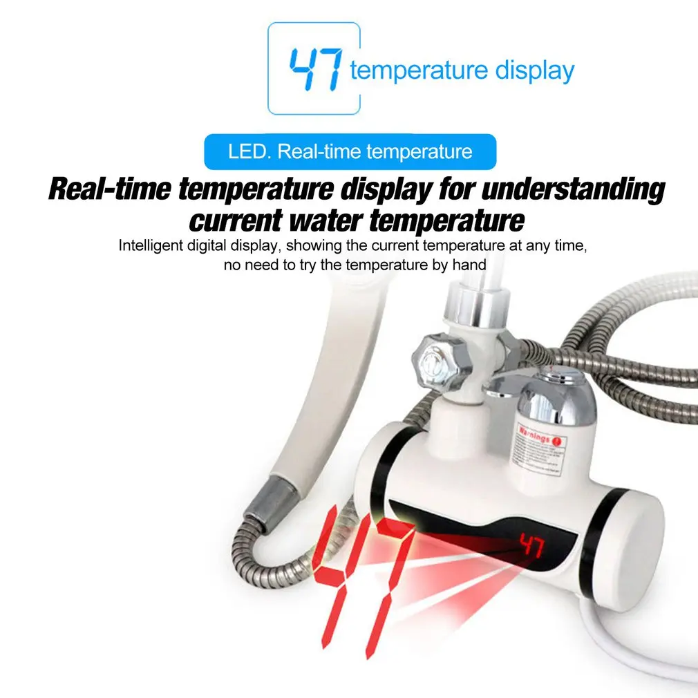 Temperature Display Instant Hot Water Tap Digital Electric Faucet Tankless Kitchen Instant Hot Fauc - 4000480951415