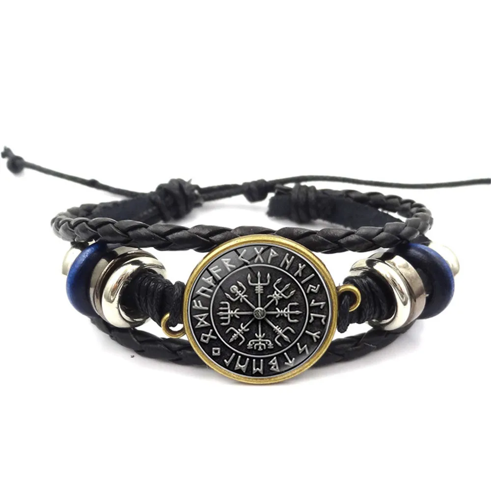 Винтажный многослойный браслет мужские ювелирные изделия Vegvisir Viking Compass женский