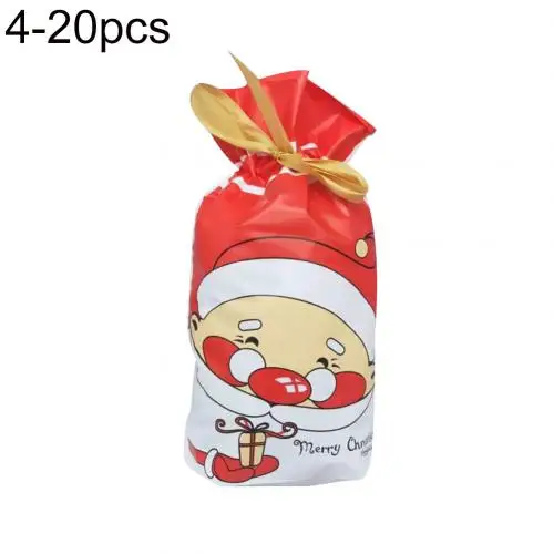Santa Gift Box 20pcs 10/20/50 шт Рождественские Сумки для конфет упаковка мешки олень с Санта-Клаусом, Пластик Подарочная Конфета сумки для хранения подарок Рождественский подарок сумки - Цвет: Santa Gift Box 20pcs