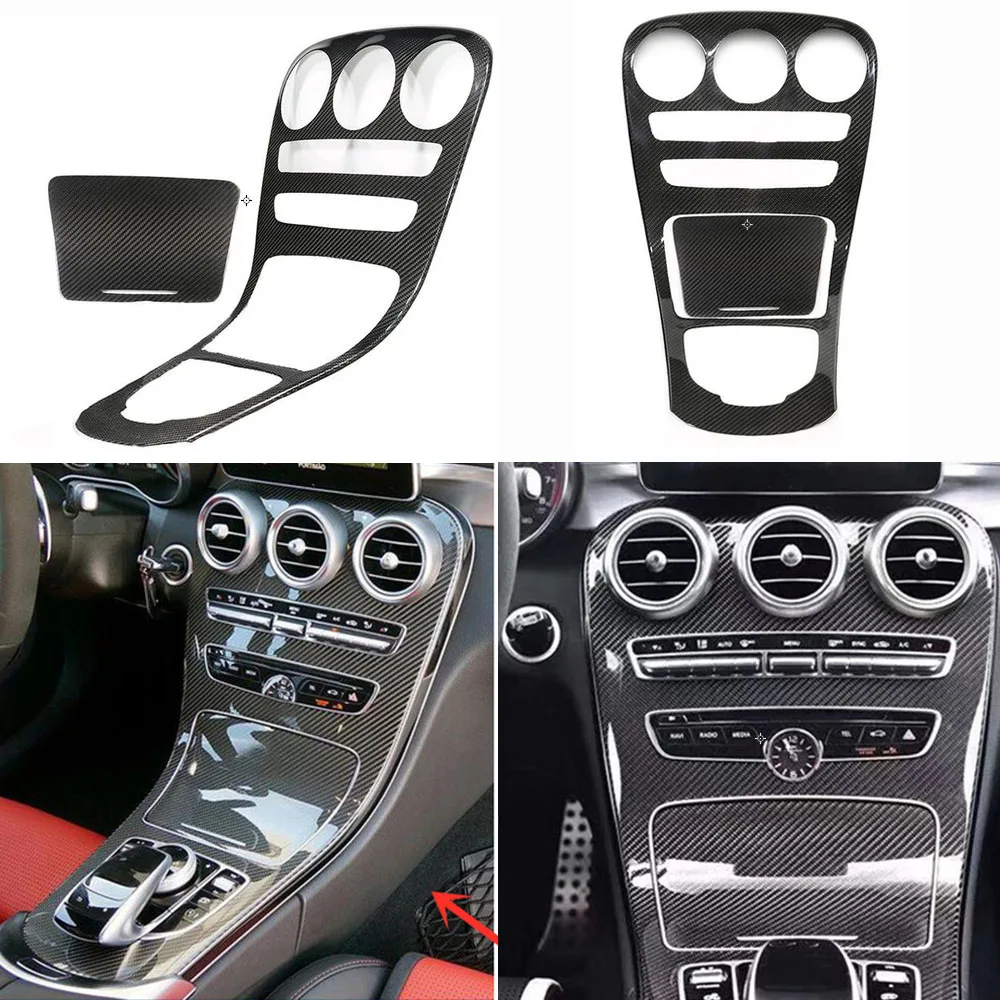 Декоративная панель центральной консоли из углеродного волокна для Mercedes Benz C Class