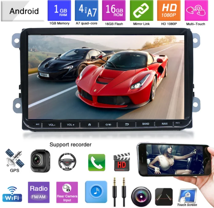 Excellent 5pcs 9" Android 8.1 Car GPS Navigation for V W Volkswagen GOLF 5 Polo Passat b5 J etta Tiguan Touran Skoda 4