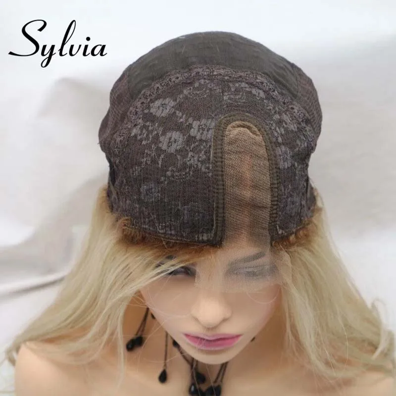 Sylvia U Часть Кружева Омбре парики для женщин волосы длинные шелковистые прямые волосы парики термостойкие волокна парики с длинными волосами дешевый парик