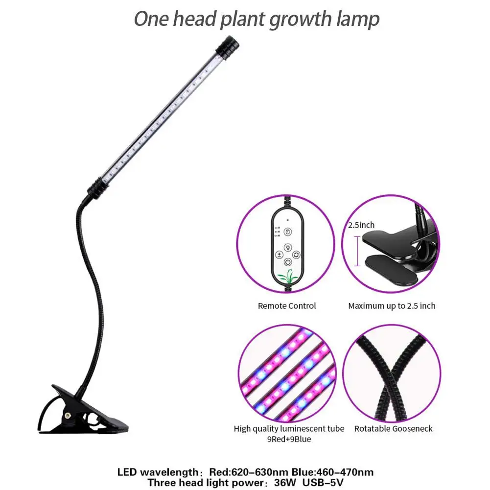 Led Grow Light USB DC 5V Fitolampy для растений красный синий светодиодный растительный свет лампы светодиодные лампы для выращивания 5-уровневая лампочка с затемнением фитоламп
