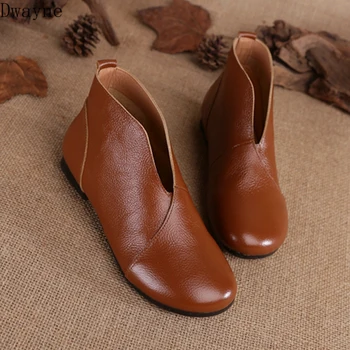 

2020 new retro literary leather soft bottom deep mouth comfortable women's shoes