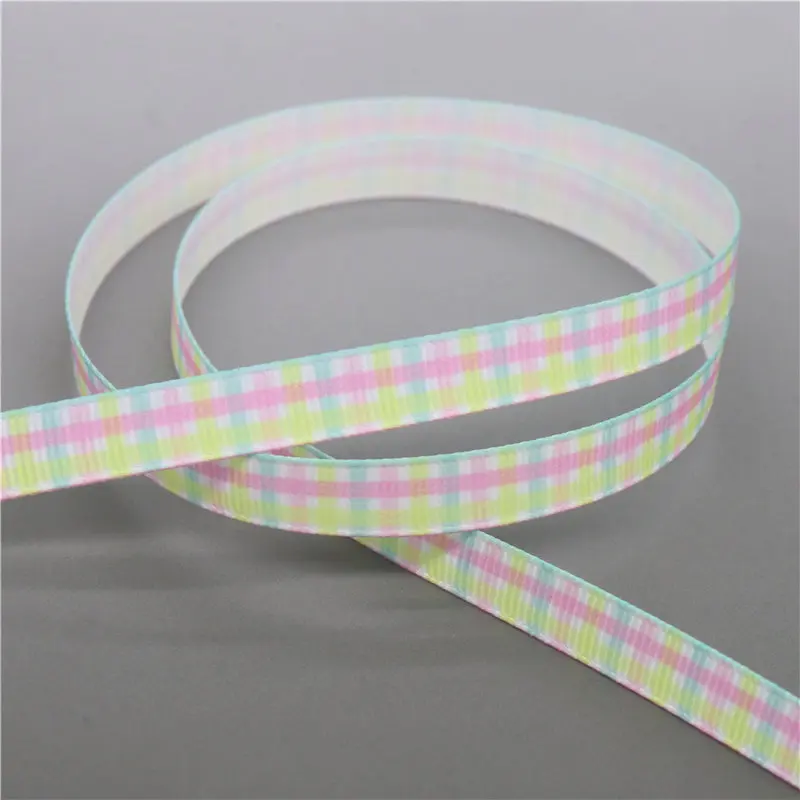 DHK 3/8'' 5yards Plaid Grid printed grosgrain ribbon Accessory hairbow headwear DIY decoration 9mm C1868