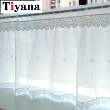

White Snowflake Curtains For Living Room Kitchen Christmas Decorations Short Lace Window Drapes For Girls Room Cafe JK305Y