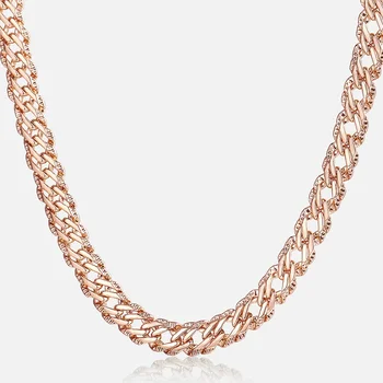 

Trendsmax Necklaces for Women Men 585 Rose Gold Venitian Curb Link Chain Necklace 45cm 55cm 60cm Fashion Jewelry KGN453