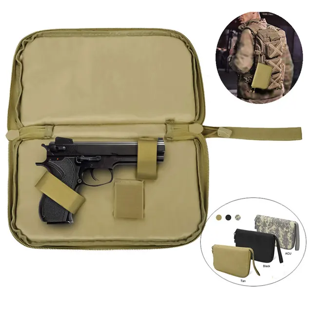US $3.32 Tactical Gun Pouch Case Pistol Carry Bag Magzine Portable Holster Military Handgun Carrier Soft Pro