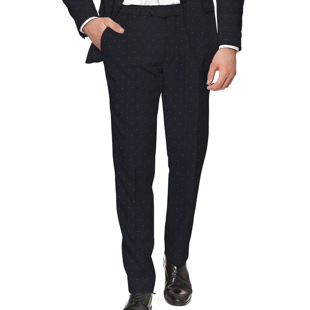Smart Business Polka Dots Men Suit Set 2pc Wedding Groom Dress Notch Lapel Fashion Gentlemen Dinner Party Tuxedo(Blazer+Pants