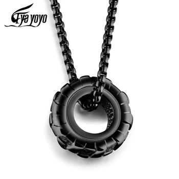 

EyeYoYo Versatile Necklace Classic Tires Wheels, Men's Titanium Steel Pendant