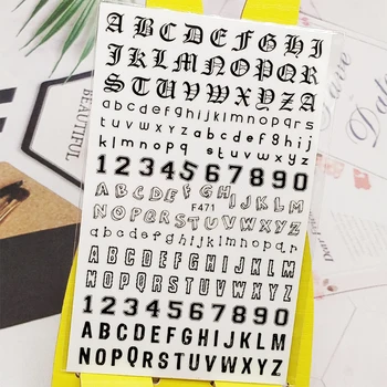 

3D Nail Sticker Decals Black Digital Letter Design Nail Art Decorations Stickers Sliders Manicure Accessories Nails Decoraciones