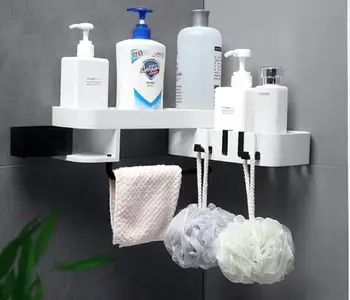 

Corner Shower Shelf Creative Seamless Rotating Tripod Home Wall-mount Storage Rack Multifunction Bathroom Accessories Shelf