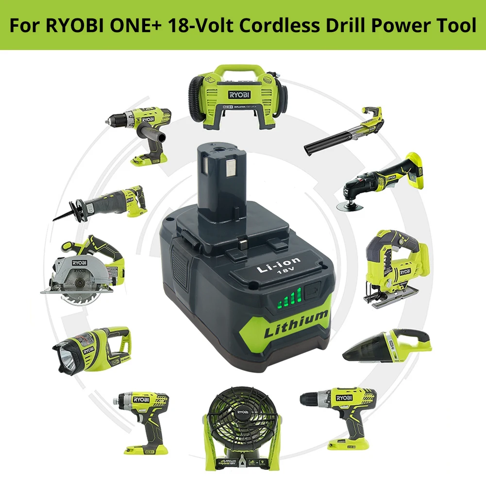 Bateria para Ryobi Ferramentas de Poder One + Rb18l40 Li-ion Rb18l50 Rb18l60 P108 P107 P122 P104 P105 P102 P103 8.0ah - 6.0ah 5.0ah 18v - Image 5