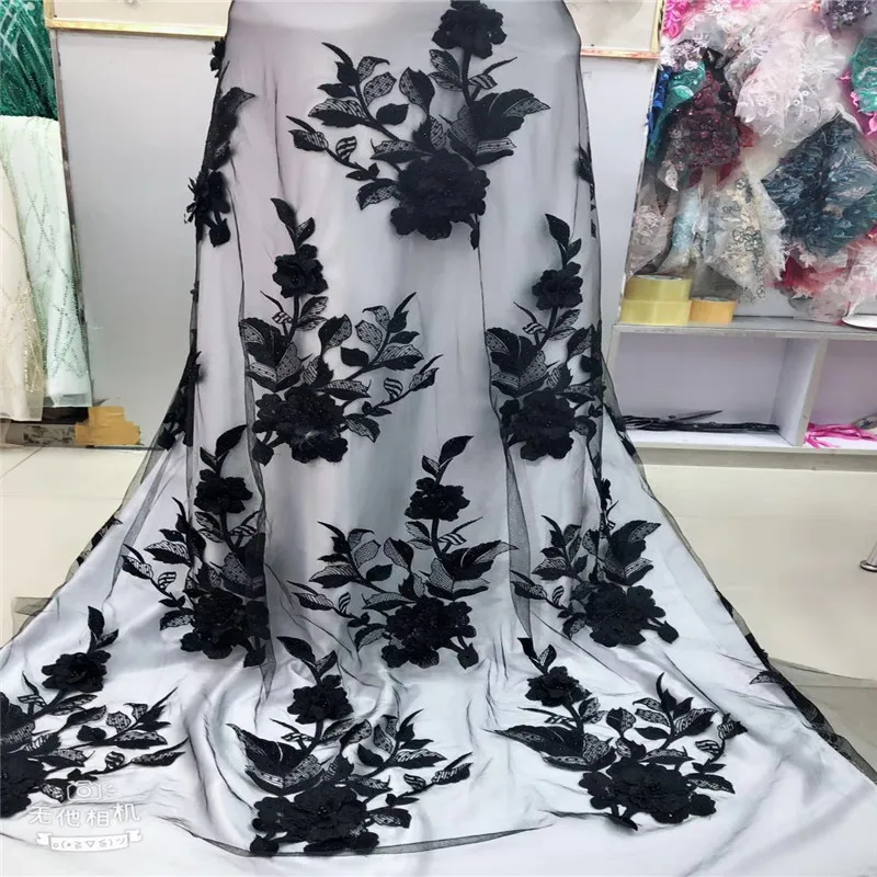 African Lace Fabric High Quality with 3d Flowers French Beaded Nigerian Fabrics for Party GYNL03 | Дом и сад