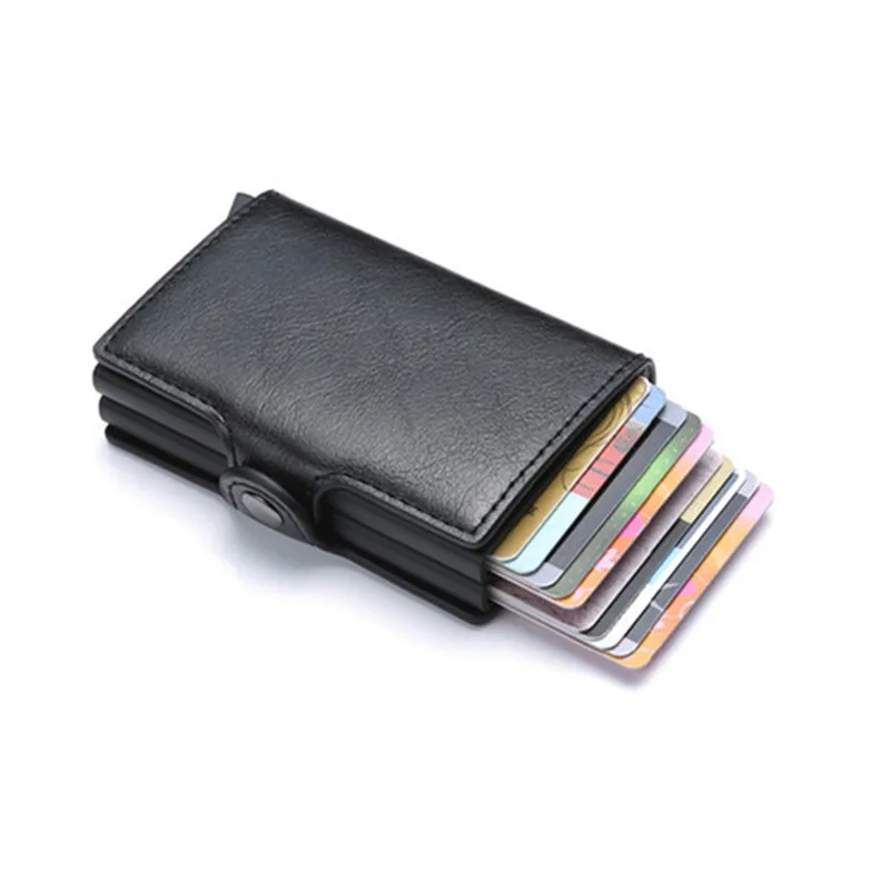 BISI GORO RFID держатели для карт Двойные коробки карбоновый кошелек многофункциональный чехол для карт Противоугонная коробка из искусственной кожи алюминиевая коробка