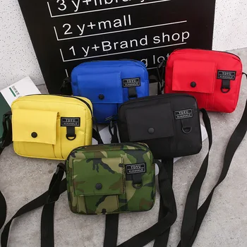 

Leisure simple shoulder bag Messenger bag Chao brand mobile phone bag men canvas hip hop street small satchel student bag
