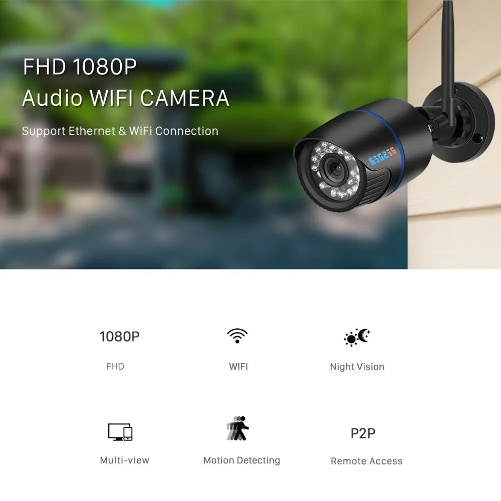Беспроводная аудио ip-камера besder FHD 1080P onvif iCsee P2P RTSP с функцией обнаружения движения, водонепроницаемая цилиндрическая WiFi камера со слотом для sd-карты