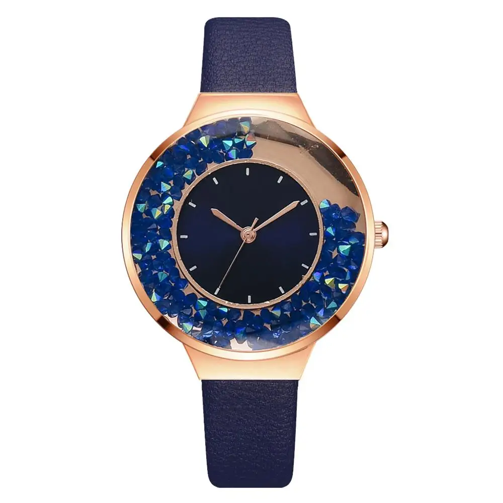 Simple Watch Women Luxury Ladies Quartz Leather Strap Movable Rhinestones Watch Female Wristwatches Brown Clock Relogio Feminino 