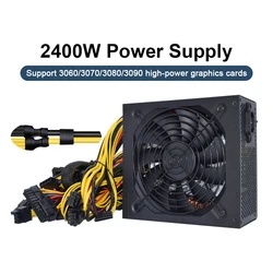 Alimentation électrique 2400W, 8GPU pour minage ETH, Bitcoin, Ethereum, avec ventilateur à contrôle Auto thermique PSU, ligne de carte graphique en gras 