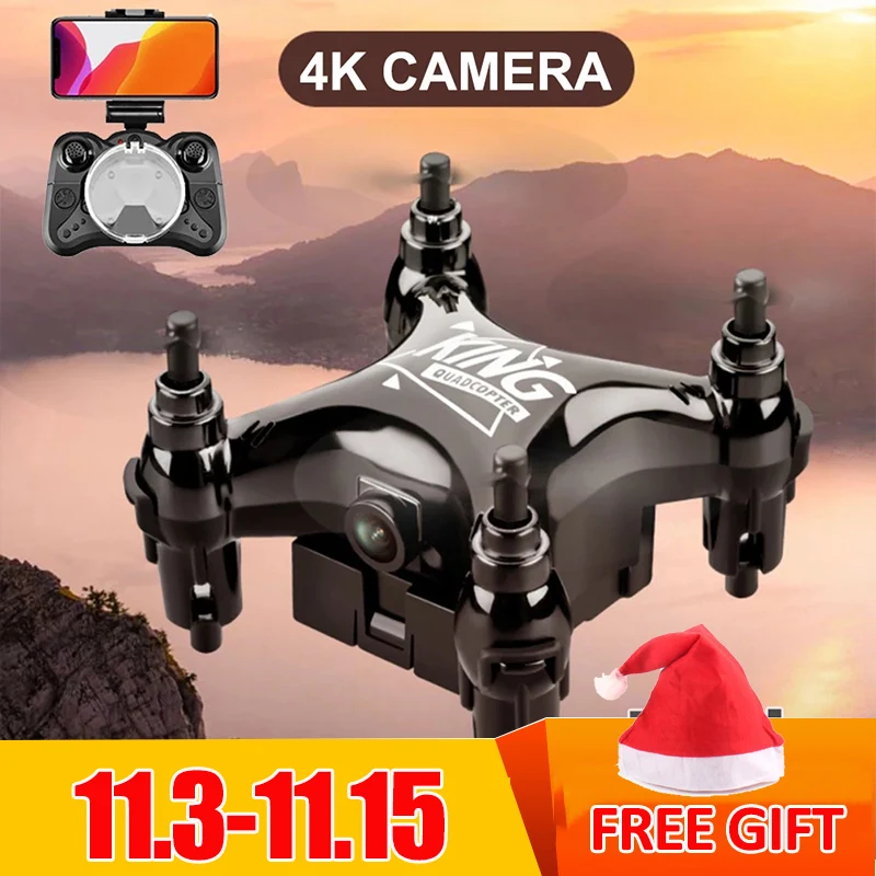 

2020 New Mini Drone 4K HD Camera WiFi Fpv Air Pressure Altitude Hold Black Red gold Quadcopter RC Dron xmas toys for kids