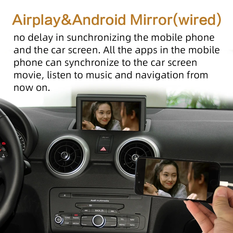 2020 Wireless/Wired Apple Carplay Decoder for Audi A1 Q3 MMI 2013-2019 muItimedia interface CarPlay Android auto Retrofit Kit