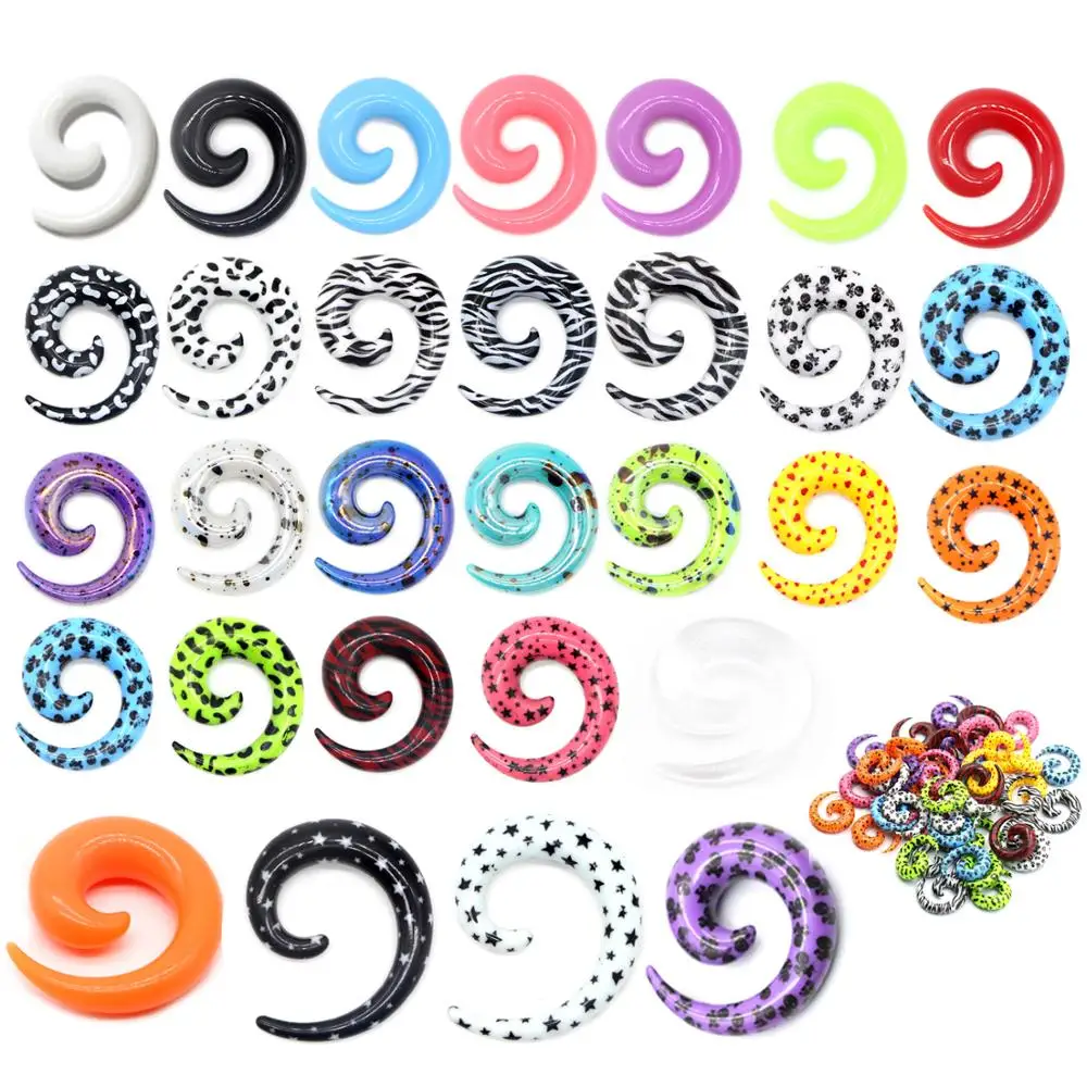 Alisouy 2pc 10mm Acrylic Spiral Ear Plug Stretching Tapers Body Jewelry