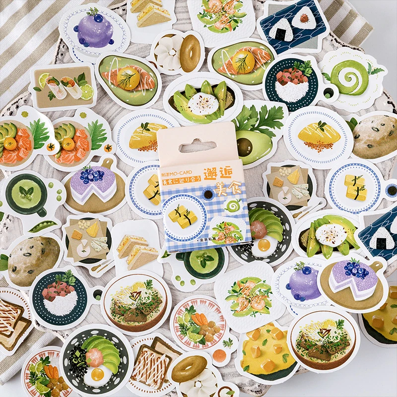 Mo.Card Encounter delicious food mini paper diary sticker Scrapbooking Decoration label 1 lot = 1 pack = 45 pcs