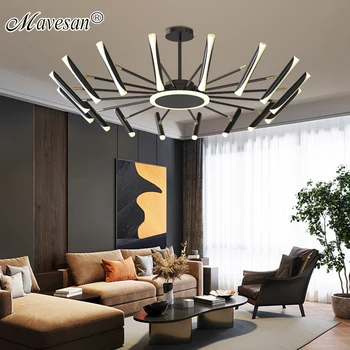 

Modern New Design Black White LED Chandelier For Dining Room Kitchen Bedroom Living Room Dimmable AC90-260V Chandelier Fixture