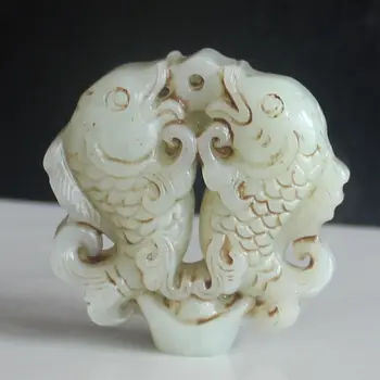 

Carved Chinese old jade fish animal figurine statue