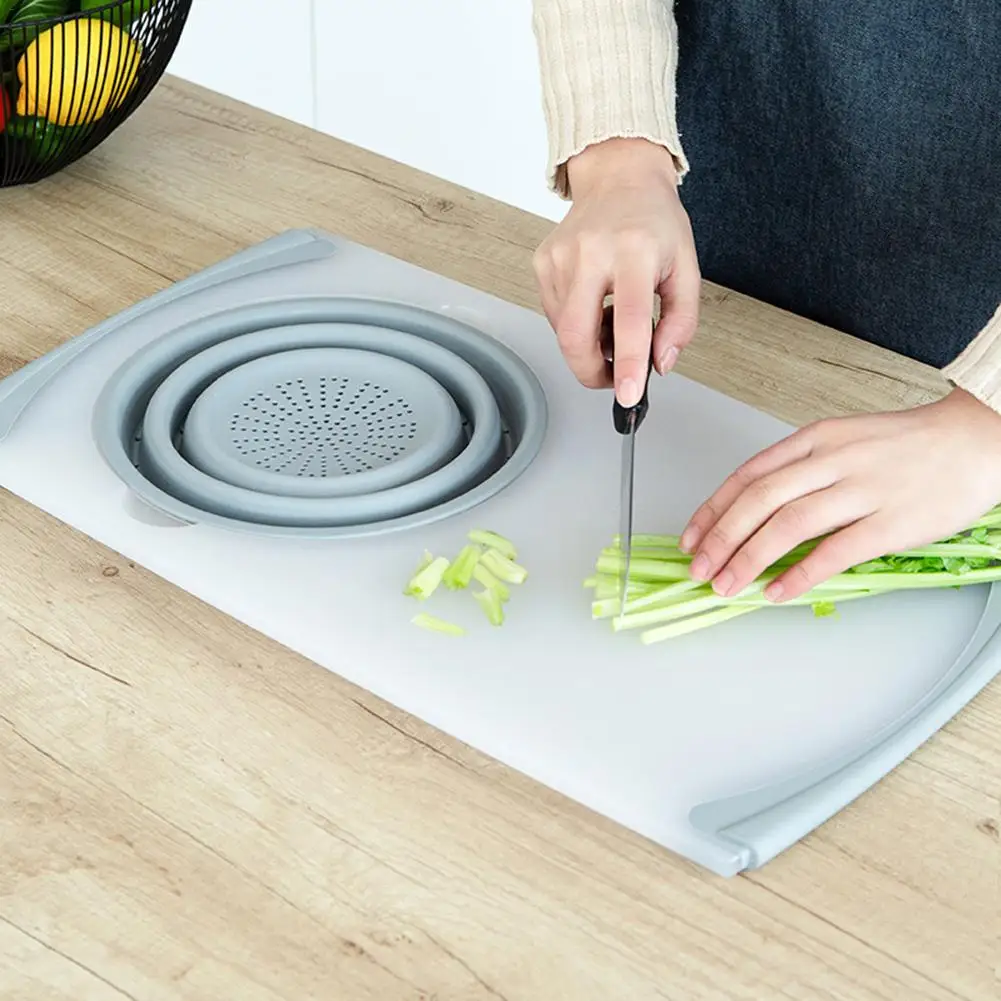 Multi-Functional 3 In 1 Chopping Board Detachable Folding Drain Basket