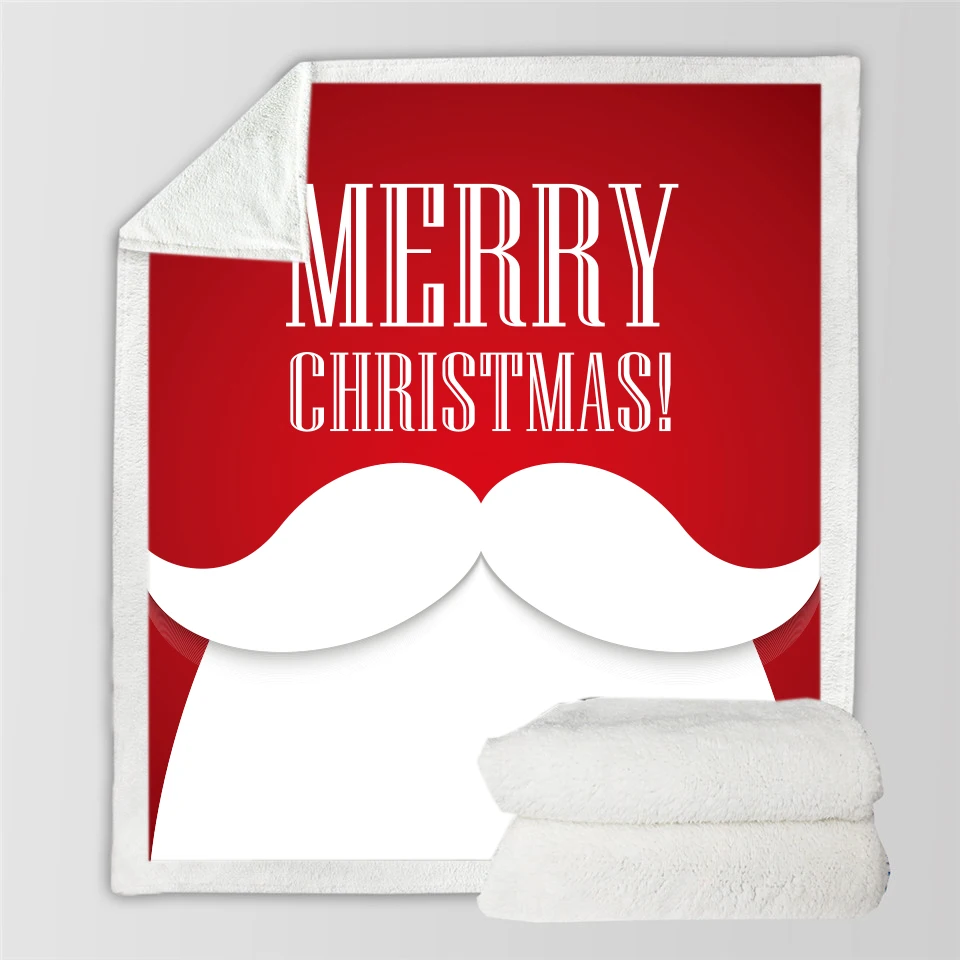 

Soft Santa Claus Cartoon Blanket Merry Christmas Sherpa Fleece Blanket for Home Travel Christmas Gift Coral Fleece Home Blanket