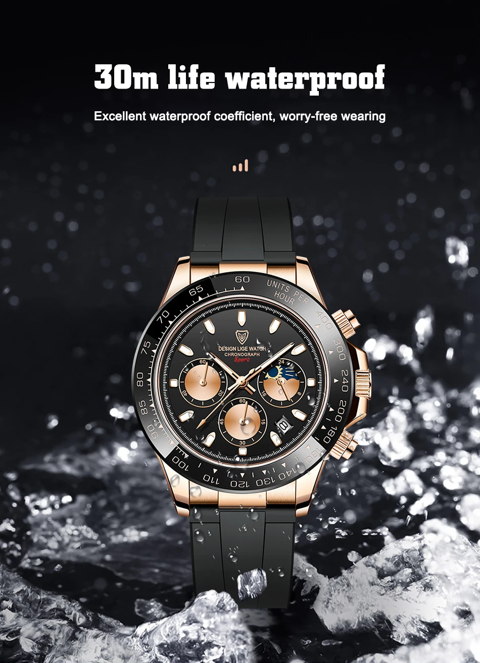2022 LIGE Mens Watches Top Brand Luxury Waterproof Quartz Wrist Watch for Men Date Silicone Sport Relogio Masculino montre homme