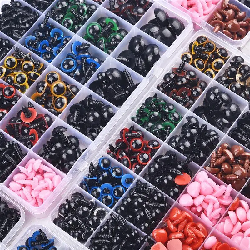 1 Box DIY Craft Eyes Noses Sets plastic safety eyes doll handmade accessories swing eyes doll eyes googly doll eyes plastic toy eyes safety eye tool craft supplies Plastic Colorful Safety Eyes Noses For Doll Craft DIY Making Tools