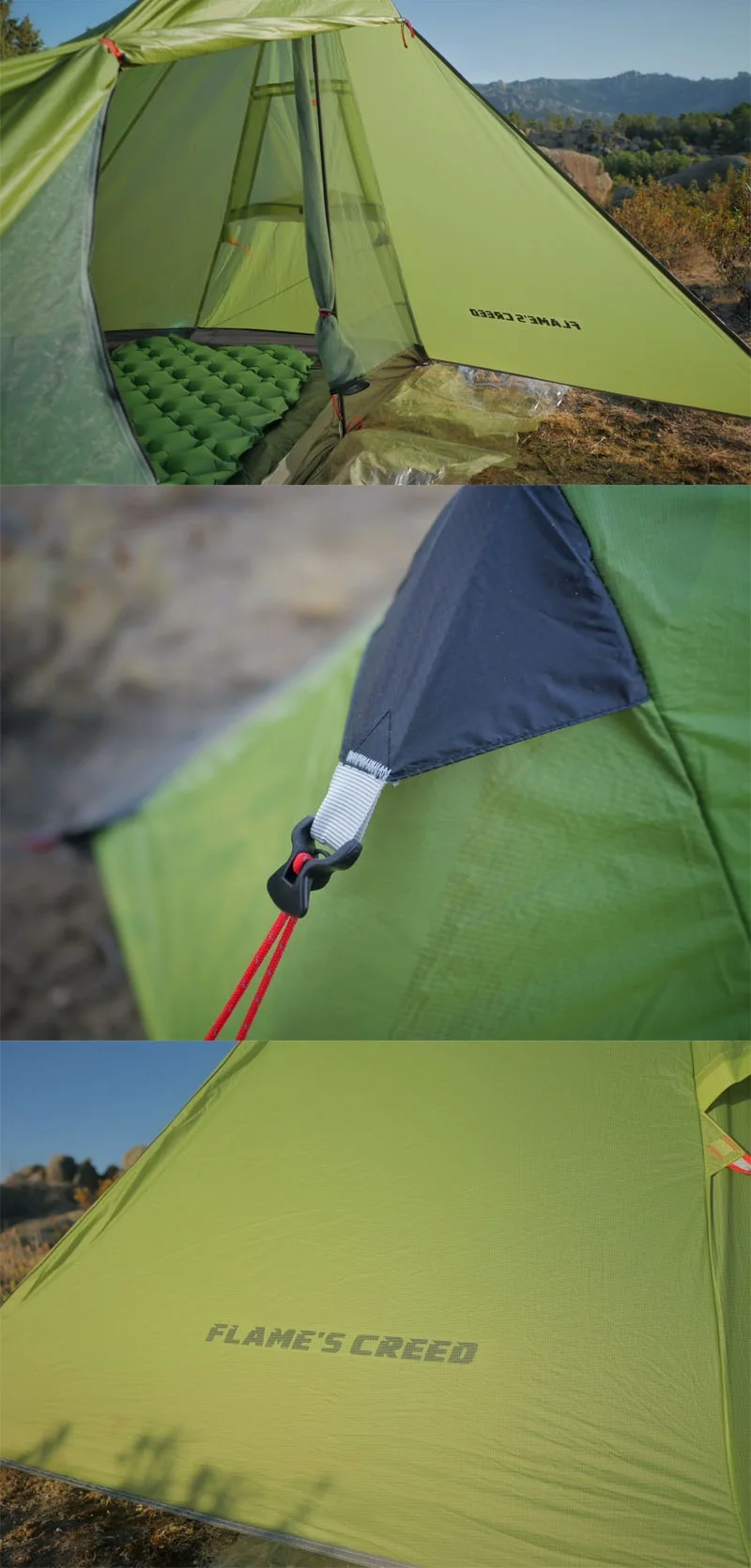 FLAME'S CREE одноместная палатка Oudoor Сверхлегкая палатка для кемпинга 3 сезона профессиональная 15D нейлоновая с силиконовым покрытием Бесшумная палатка 740 г