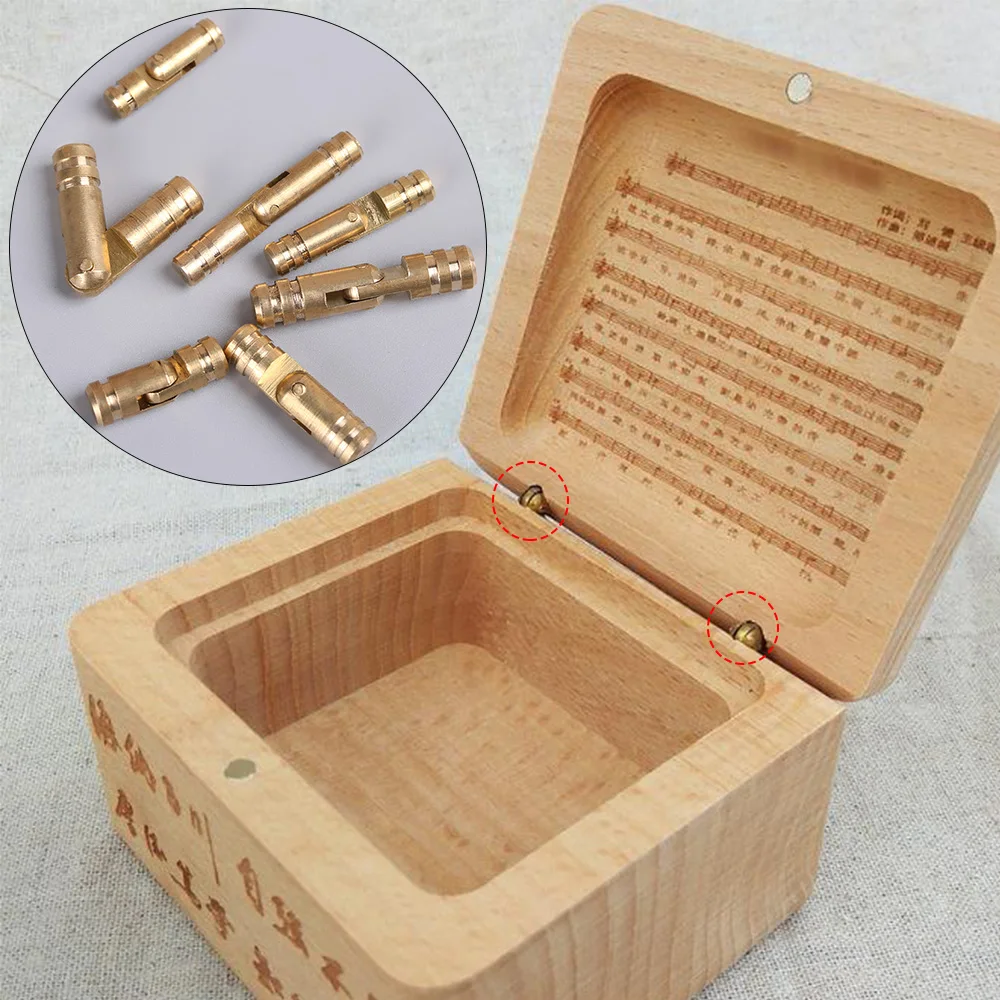 4Pcs Pack Copper Solid Brass Cabinet Gift Box Concealed Barrel Hinge 8mm 180° Opening Angle Cylindrical for Furniture Mount Jewelry Gift Box DIY Wooden Door