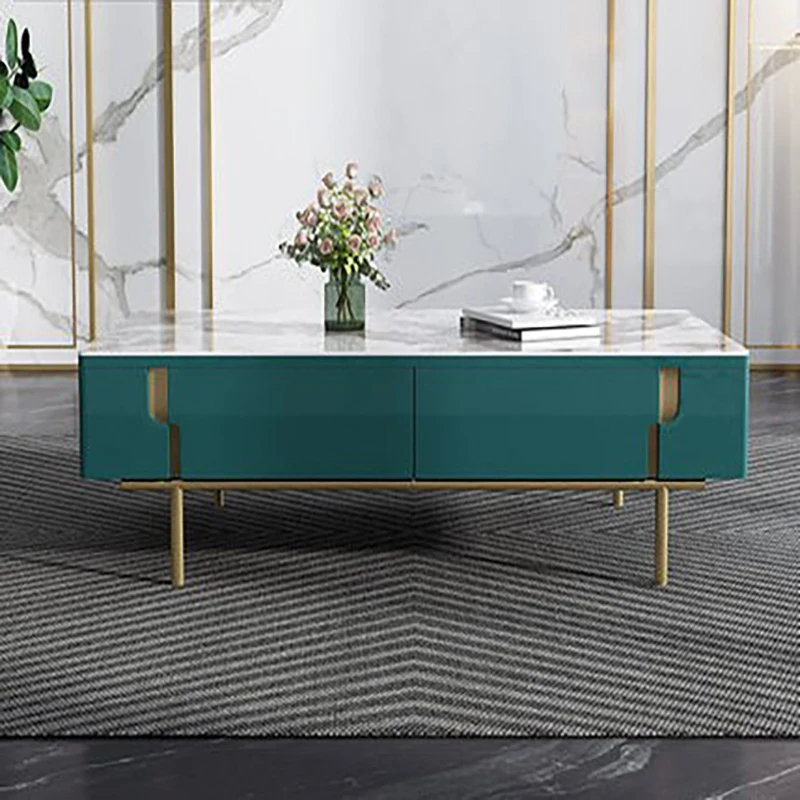 

Italian light luxury imported rock board coffee table TV cabinet combination modern living room Nordic small apartment malachite