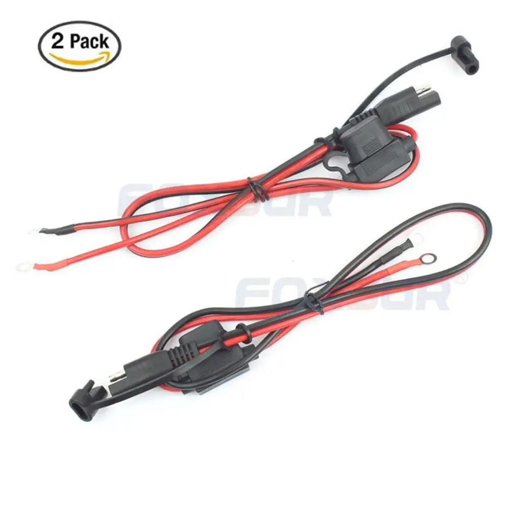 

Foxsur 12V Charger Cable for Motorcycle Battery Terminal To SAE Quick Disconnect Cable Motorcycle Battery Output Connector