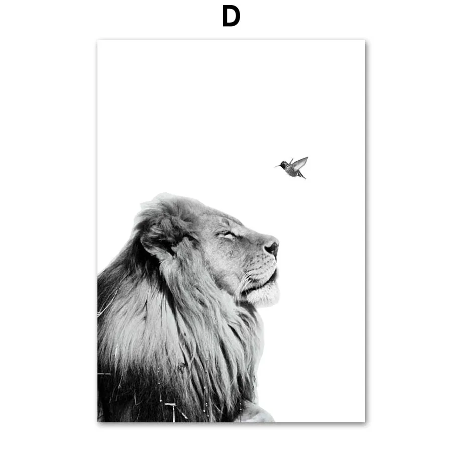 Cute-Bear-Koala-Deer-Fox-Bird-Black-White-Nordic-Posters-And-Prints-Wall-Art-Canvas-Painting (6)