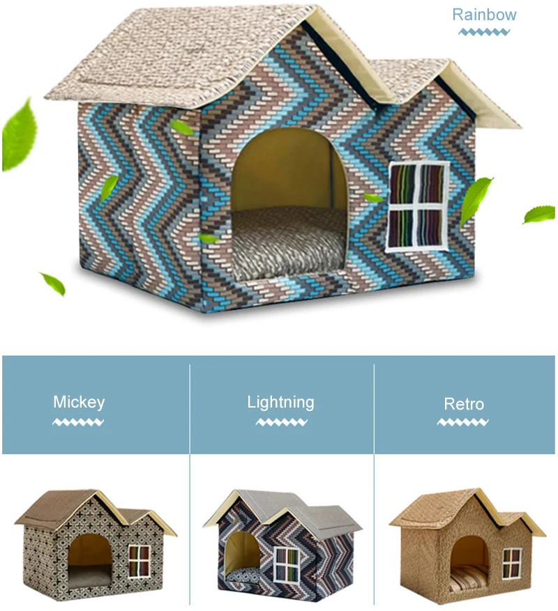 Removable Dog Beds Double House For Small Medium Large Dogs Cushion House Kennel Nest Luxury Pet Products 55 x 40 x 42 cm