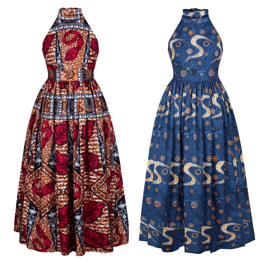 Fashion 2020 Sleeveless African Dresses For Women Sexy Dashiki Print Long Robe Halter Ladies Ankara Africaine Plus Size Clothing Aliexpress