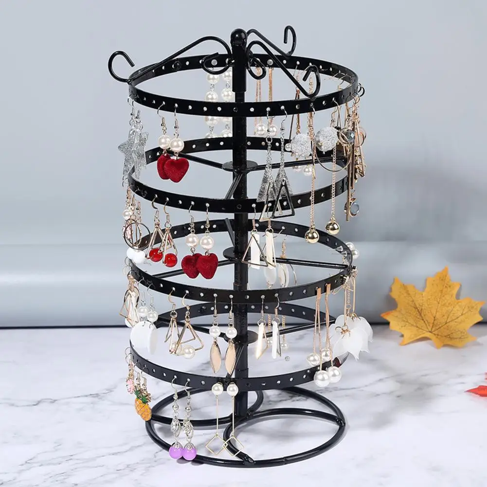 4 Tier Round Rotating Earrings Necklace Ear Studs Organizers Jewelry Display Stand Metal Rotating High Quality Display Stand Hol